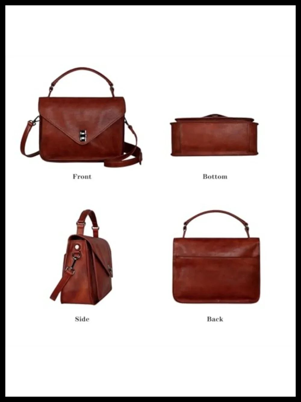 Genuine Leather Satchel Handbag Crossbody Shoulder Bag Vintage